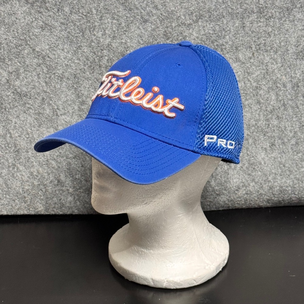 Titleist Pro V1 FJ New Era Golf Hat Mens Large XL Blue Mesh Stretch Fit Cap